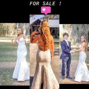 Lafemme Ivory/Gold Prom Dress